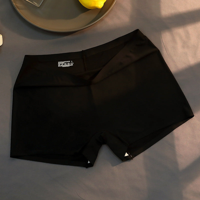 Summer ice silk one-piece seamless boxer briefs pure cotton crotch mid-waist boxer safety pants anti-exposure thin women