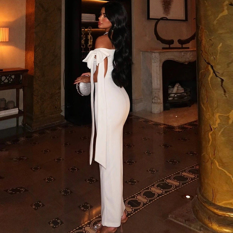 Slim Fit Elegant One-Step Skirt One-Shoulder Strapless Dress Fashion Solid Color Women's Clothing