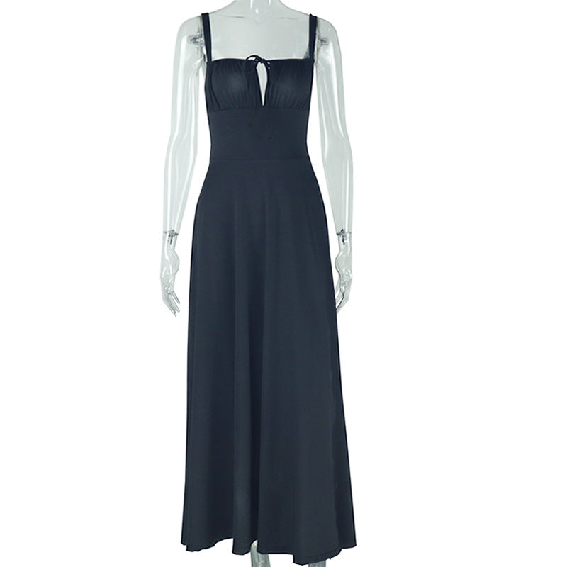 Midi Corset Flowy Slit Lace-Up Women's Outing Casual Dress