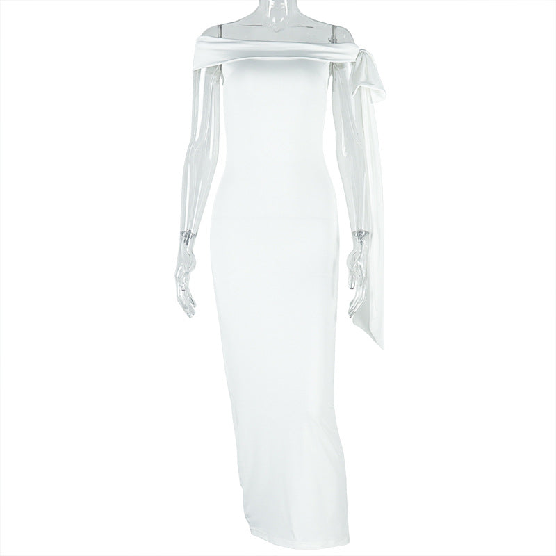 Slim Fit Elegant One-Step Skirt One-Shoulder Strapless Dress Fashion Solid Color Women's Clothing