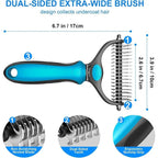 Pet Grooming Brush & Rake Tool - Removes Mats, Tangles | Dog Grooming Essential
