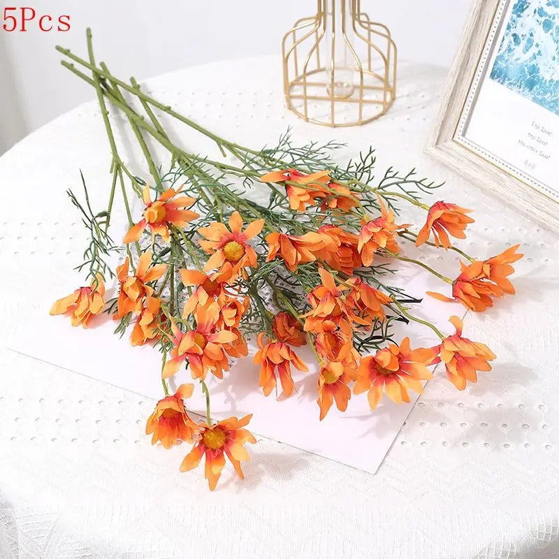 1/3/5Pcs 50cm Daisy Flower 5Heads Plastic Artificial Flowers Fake Bouquet Home Wedding Brides Decor DIY Garden Room Table Decor