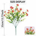 Artificial flower branch with red and yellow flowers and green leaves, displayed with size measurement on a white background.