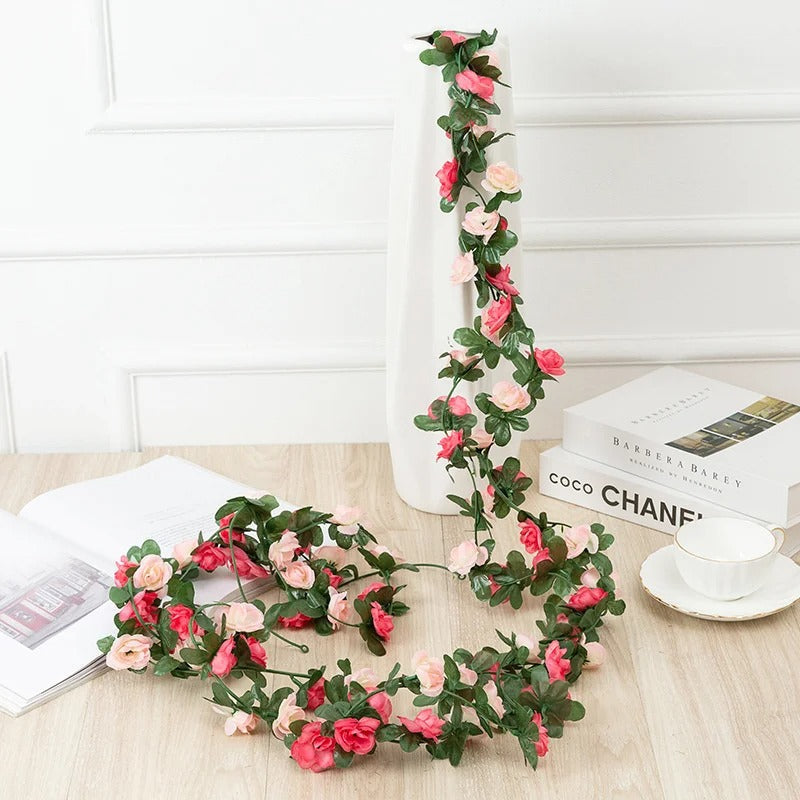 Artificial Rose Flowers Garland DIY Wedding Arch Garden Decoration Home Living Room Wall Hanging Spring Autumn Fake Plant Vine