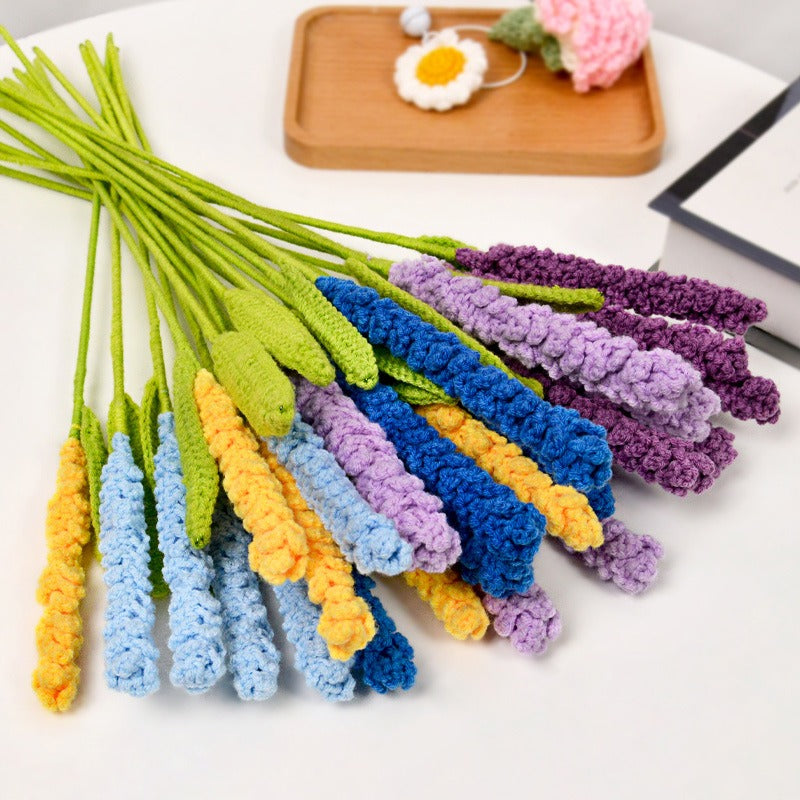 Setaria Handmade Crochet Flower without Vase, Flowers Bouquet, Artificial Flower, Gifts for Girlfriend, Fall Room Decor, Decorative Flower for Mom, Friends