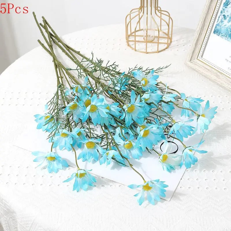 1/3/5Pcs 50cm Daisy Flower 5Heads Plastic Artificial Flowers Fake Bouquet Home Wedding Brides Decor DIY Garden Room Table Decor