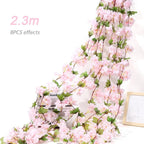 Pink Sakura Artificial Hanging Flowers Garland Vines 1.8m Wedding Arch Decor Flower Wreaths Home Garden Decoration Fake Plants