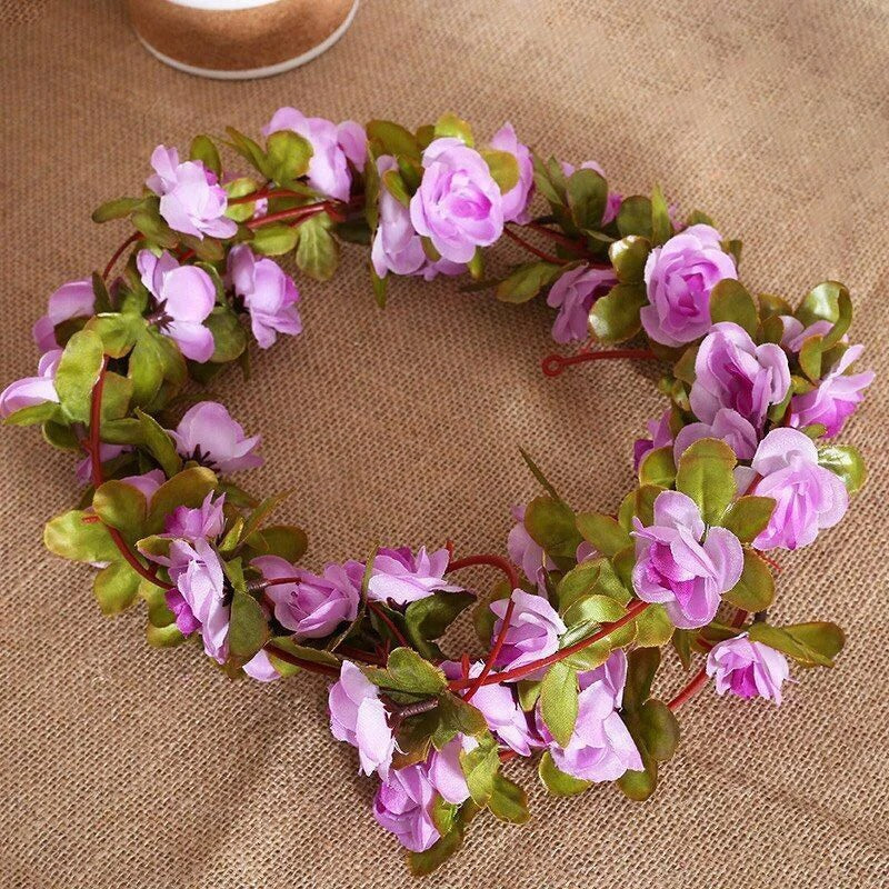 10pc 2.5M Rose Artificial Flowers Rattan Wedding Arch Decoration Silk Flower Rattan Ivy Outdoor Garden Wall Home Decor Fake Vines