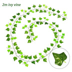 6pc 2M Vine Leaves Artificial Plant Hanging Rattan Ivy Outdoor Garden Wall Backdrop Decoration Wedding Home Decor Creeper Leaves