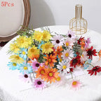 1/3/5Pcs 50cm Daisy Flower 5Heads Plastic Artificial Flowers Fake Bouquet Home Wedding Brides Decor DIY Garden Room Table Decor