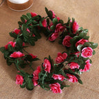 10pc 2.5M Rose Artificial Flowers Rattan Wedding Arch Decoration Silk Flower Rattan Ivy Outdoor Garden Wall Home Decor Fake Vines