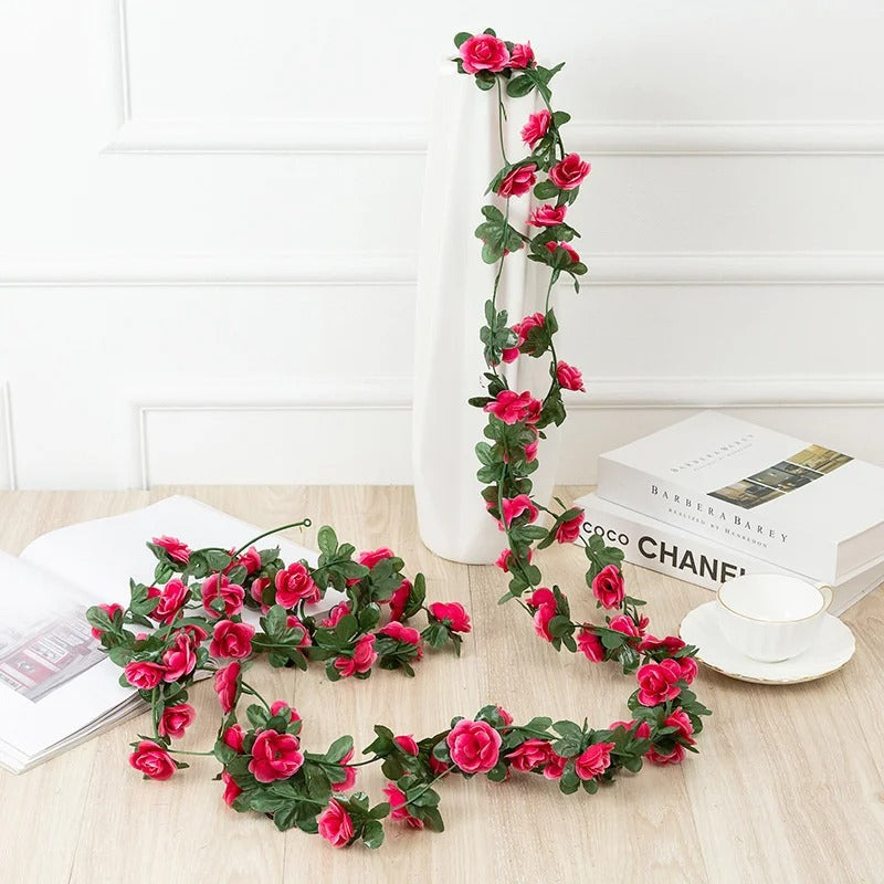 Artificial Rose Flowers Garland DIY Wedding Arch Garden Decoration Home Living Room Wall Hanging Spring Autumn Fake Plant Vine