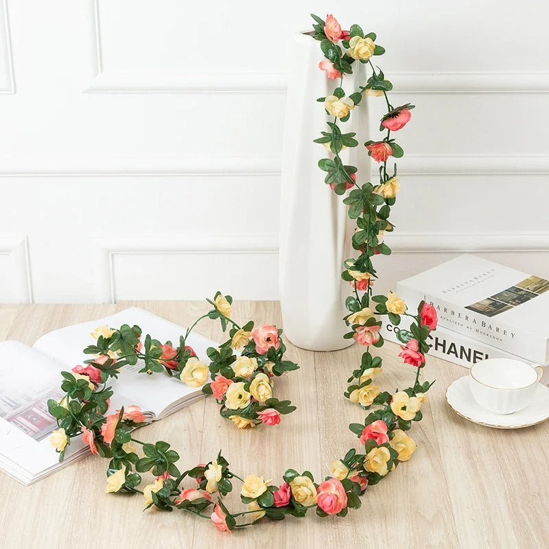 Artificial Rose Flowers Garland DIY Wedding Arch Garden Decoration Home Living Room Wall Hanging Spring Autumn Fake Plant Vine