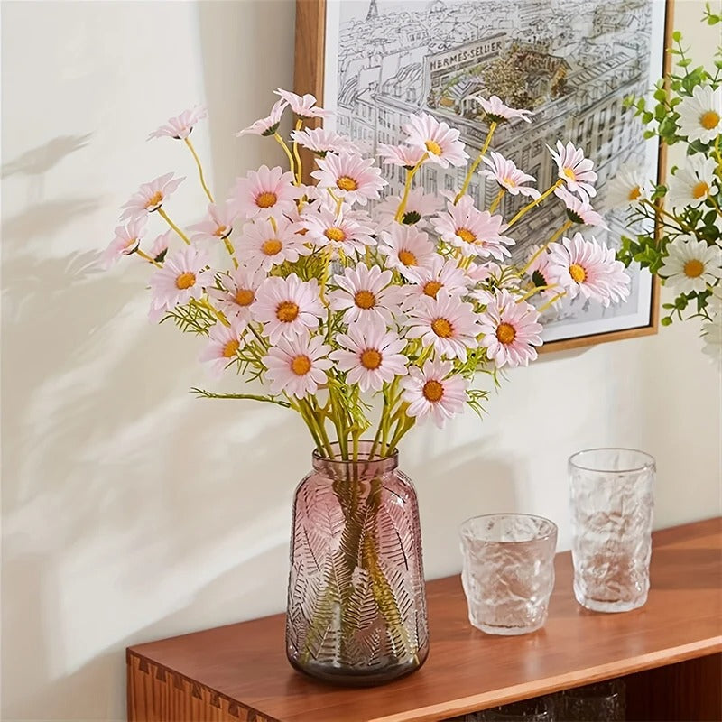 1/3/5Pcs 50cm Daisy Flower 5Heads Plastic Artificial Flowers Fake Bouquet Home Wedding Brides Decor DIY Garden Room Table Decor