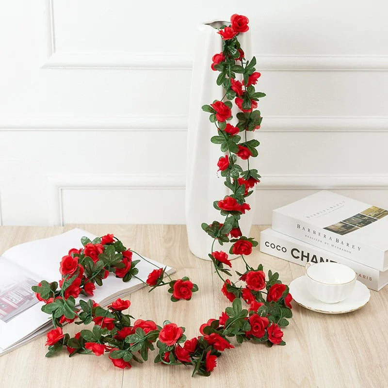 Artificial Rose Flowers Garland DIY Wedding Arch Garden Decoration Home Living Room Wall Hanging Spring Autumn Fake Plant Vine