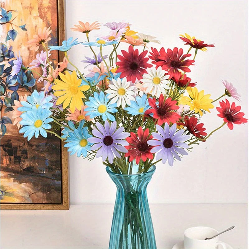 1/3/5Pcs 50cm Daisy Flower 5Heads Plastic Artificial Flowers Fake Bouquet Home Wedding Brides Decor DIY Garden Room Table Decor