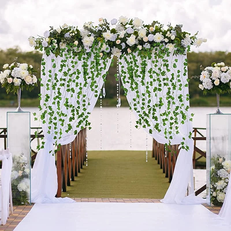 6pc 2M Vine Leaves Artificial Plant Hanging Rattan Ivy Outdoor Garden Wall Backdrop Decoration Wedding Home Decor Creeper Leaves