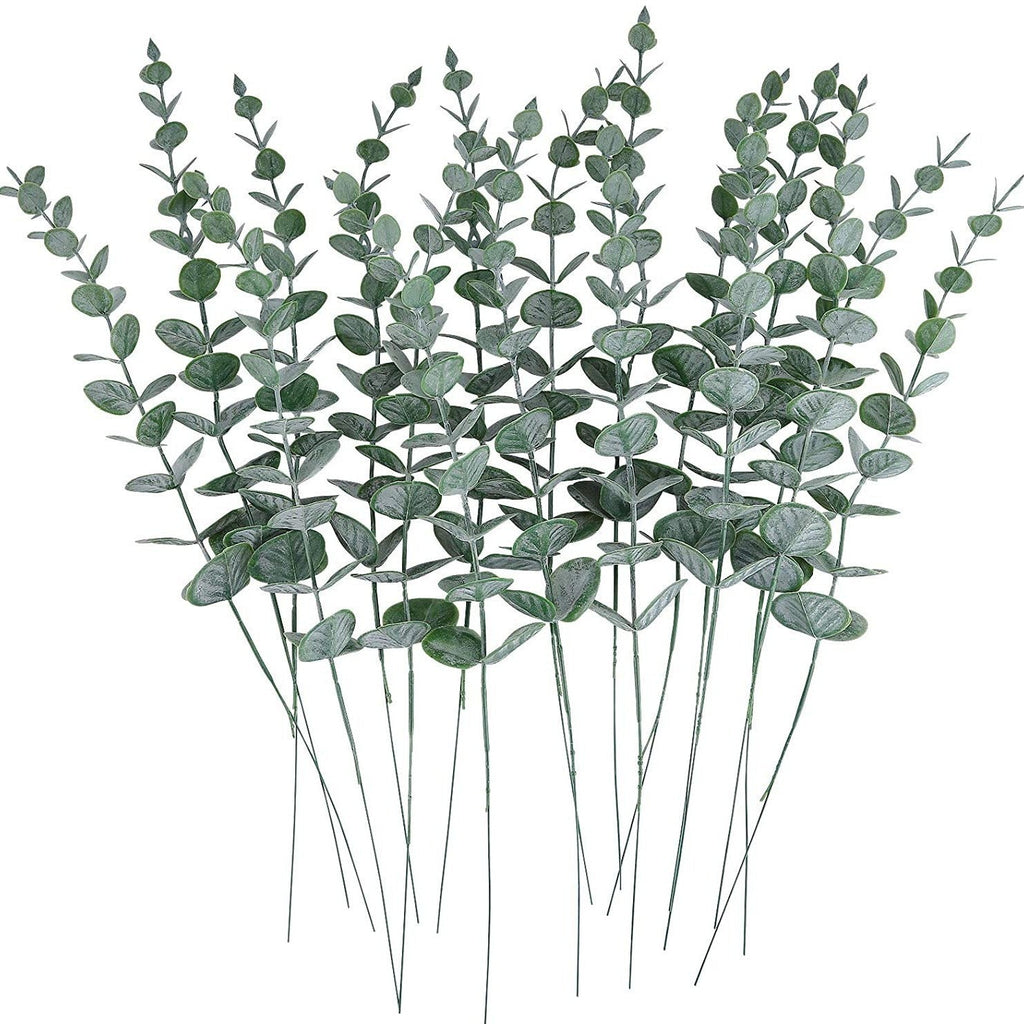 12pcs Simulation greenery plastic home eucalyptus props plants artificial flowers