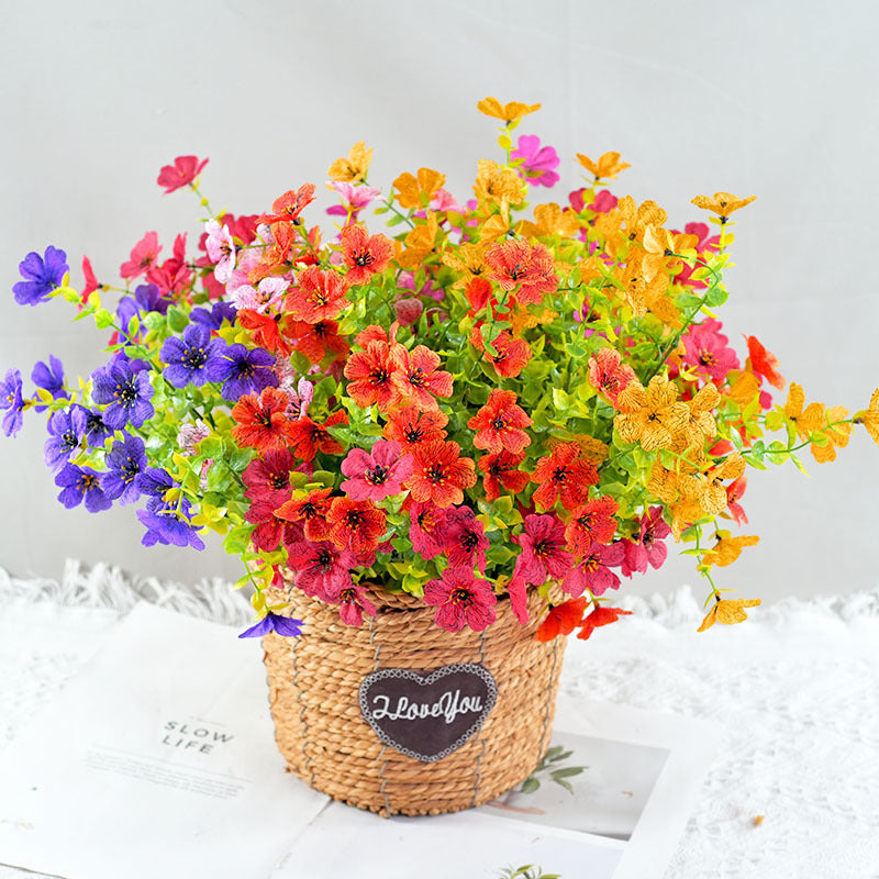 Eucalyptus violet plastic flowers photography background floral wedding