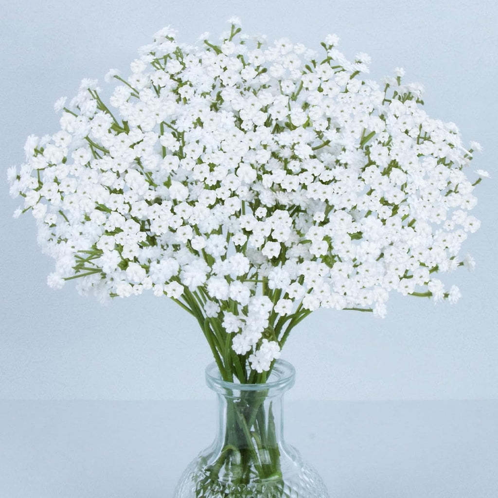 20 Baby Breath Artificial Flowers - Babies Breath Flowers Artificial Bulk Faux Flowers Bouquet White Flores Greenery Real Touch Fake Flowers Arrangements Wedding Centerpieces Tables Decorations