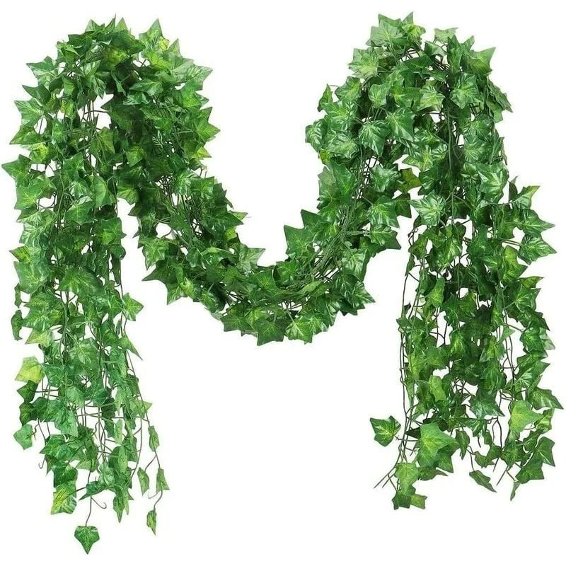 6pc 2M Vine Leaves Artificial Plant Hanging Rattan Ivy Outdoor Garden Wall Backdrop Decoration Wedding Home Decor Creeper Leaves