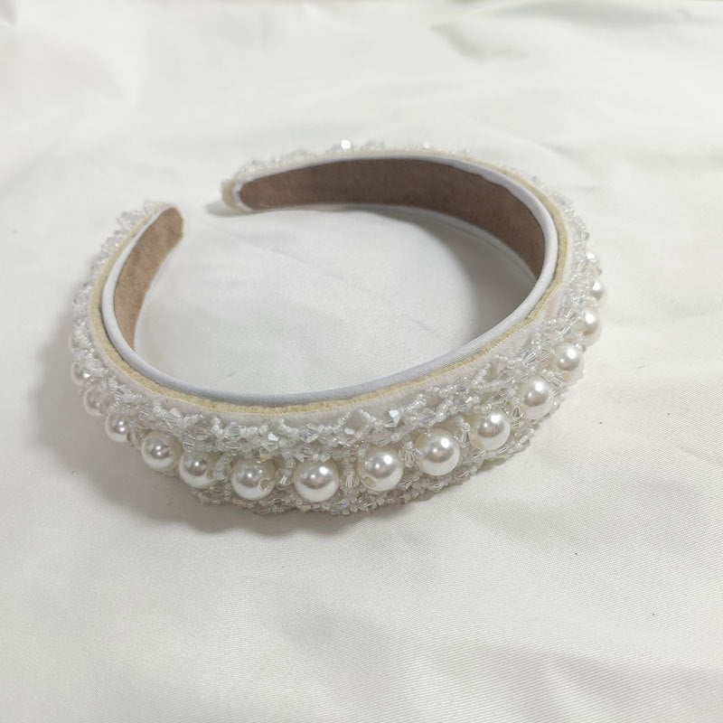New fashion personality single row pearl crystal handmade beaded headband dance travel street shooting women's hair accessories