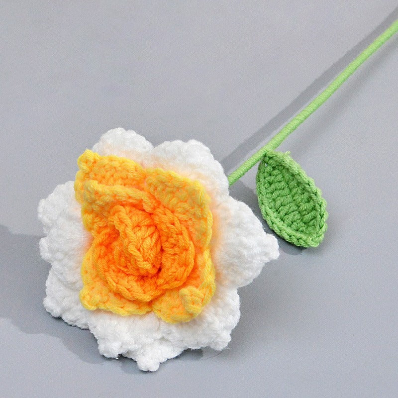 Rose Handmade Crochet Flower without Vase, Flowers Bouquet, Artificial Flower, Gifts for Girlfriend, Fall Room Decor, Decorative Flower for Mom, Friends