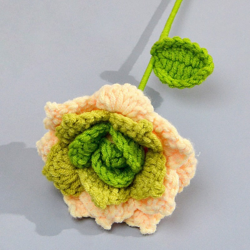 Rose Handmade Crochet Flower without Vase, Flowers Bouquet, Artificial Flower, Gifts for Girlfriend, Fall Room Decor, Decorative Flower for Mom, Friends