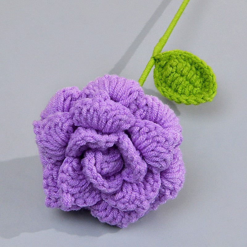 Rose Handmade Crochet Flower without Vase, Flowers Bouquet, Artificial Flower, Gifts for Girlfriend, Fall Room Decor, Decorative Flower for Mom, Friends