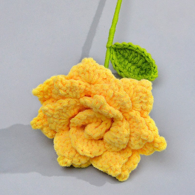 Rose Handmade Crochet Flower without Vase, Flowers Bouquet, Artificial Flower, Gifts for Girlfriend, Fall Room Decor, Decorative Flower for Mom, Friends