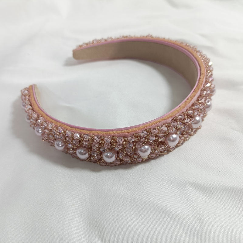 New fashion personality single row pearl crystal handmade beaded headband dance travel street shooting women's hair accessories