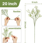 20 Baby Breath Artificial Flowers - Babies Breath Flowers Artificial Bulk Faux Flowers Bouquet White Flores Greenery Real Touch Fake Flowers Arrangements Wedding Centerpieces Tables Decorations