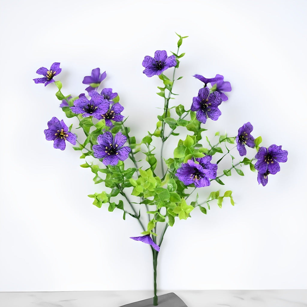 Eucalyptus violet plastic flowers photography background floral wedding