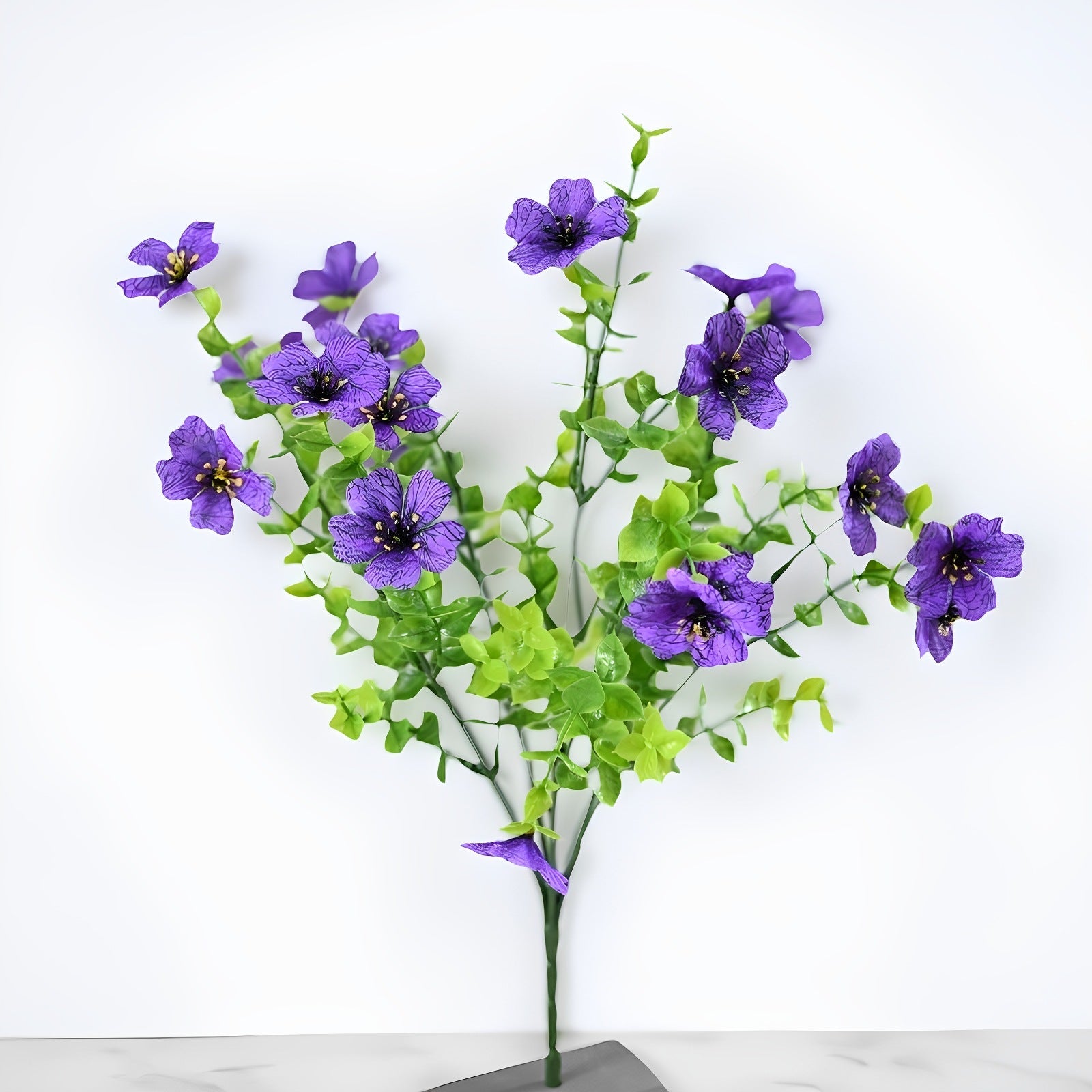 Eucalyptus violet plastic flowers photography background floral wedding