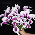 12PCS Calla Artificial Flowers for Decoration,Wedding Bridal Bouquet,for Home Room Office Table Decor, Purple Calla Fake Flower