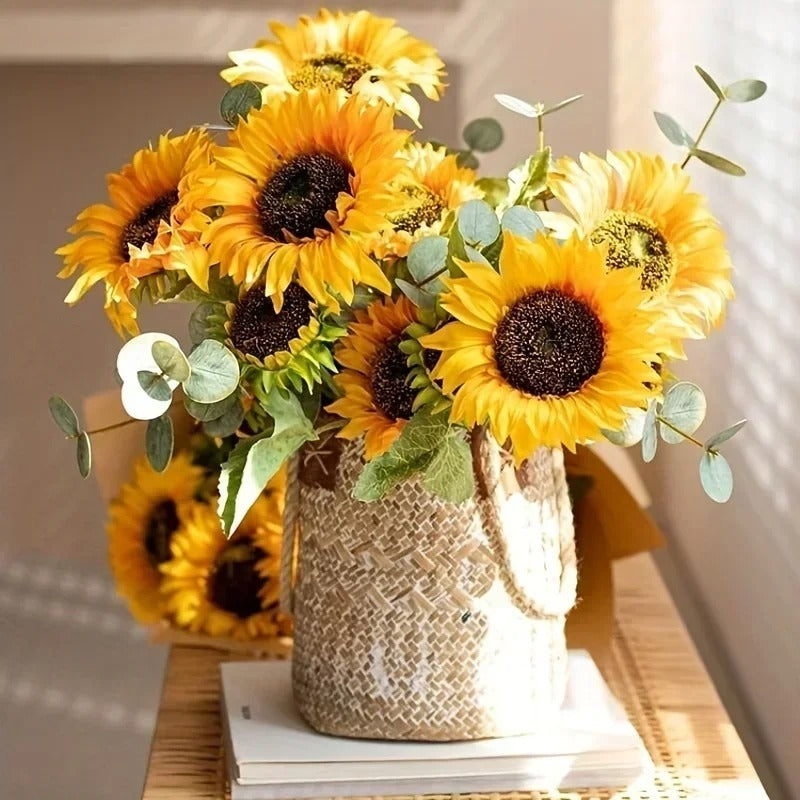 1/3/5pc Sunflower Artificial Flowers Bouquet Realistic Outdoor Garden Autumn Decoration Home Floral Arrangement Wedding Decor