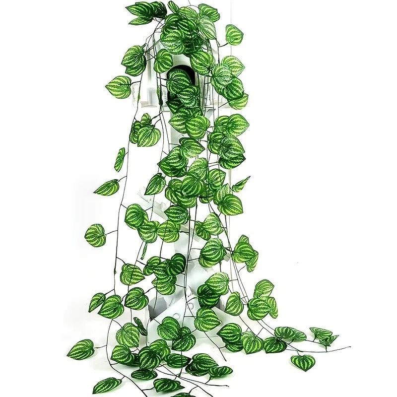 6pc 2M Vine Leaves Artificial Plant Hanging Rattan Ivy Outdoor Garden Wall Backdrop Decoration Wedding Home Decor Creeper Leaves