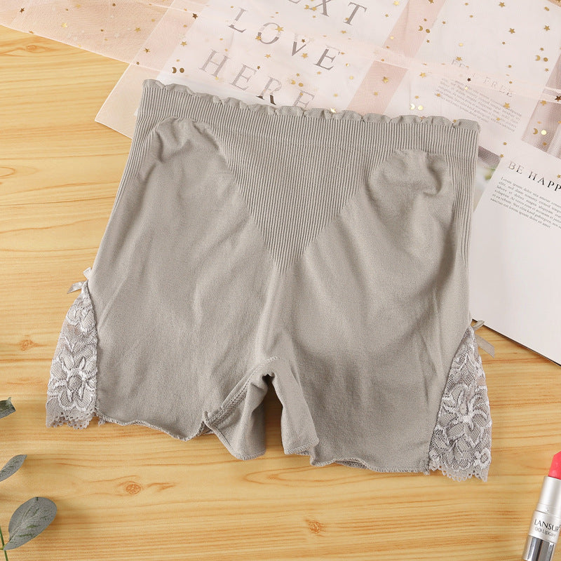 Safety pants for women, anti-exposure summer thin style, can be worn outside, large size, medium and high waist leggings, hip-lifting lace three-quarter pants