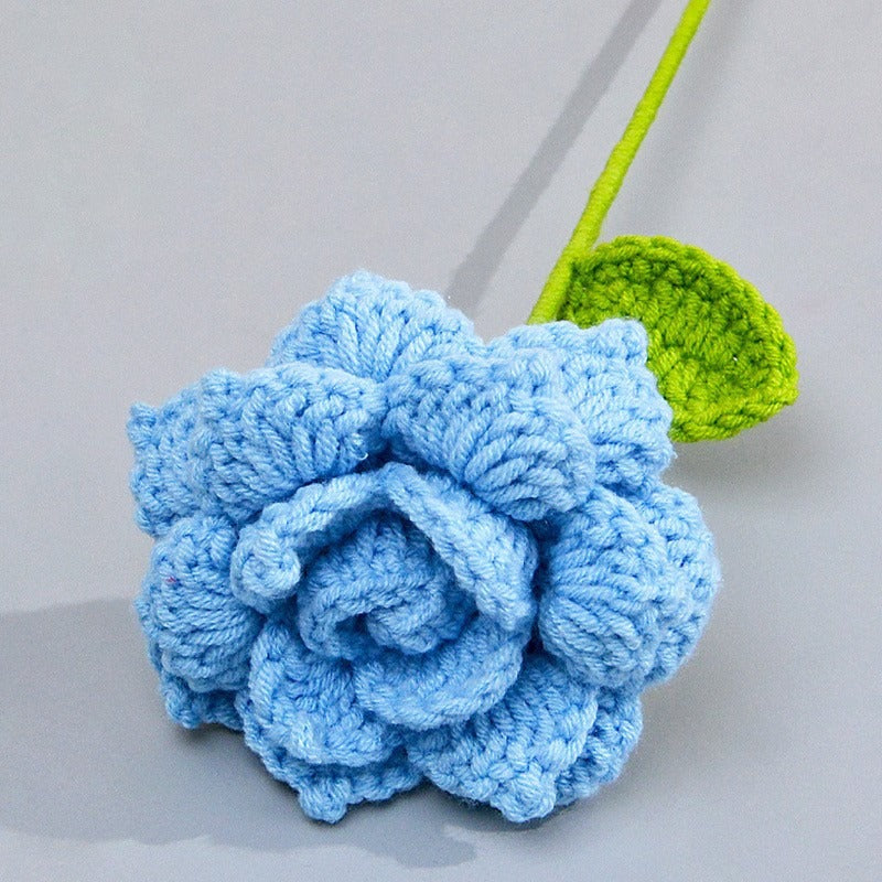Rose Handmade Crochet Flower without Vase, Flowers Bouquet, Artificial Flower, Gifts for Girlfriend, Fall Room Decor, Decorative Flower for Mom, Friends