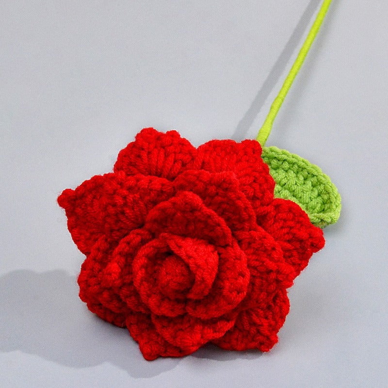 Rose Handmade Crochet Flower without Vase, Flowers Bouquet, Artificial Flower, Gifts for Girlfriend, Fall Room Decor, Decorative Flower for Mom, Friends
