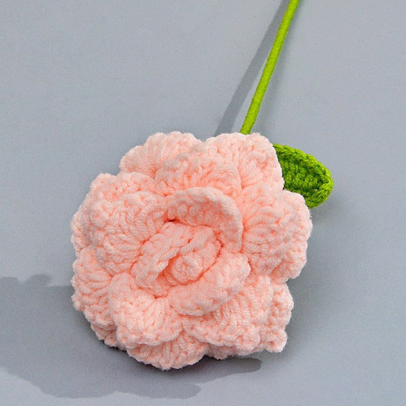 Rose Handmade Crochet Flower without Vase, Flowers Bouquet, Artificial Flower, Gifts for Girlfriend, Fall Room Decor, Decorative Flower for Mom, Friends