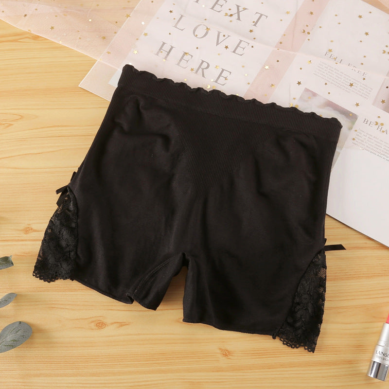 Safety pants for women, anti-exposure summer thin style, can be worn outside, large size, medium and high waist leggings, hip-lifting lace three-quarter pants