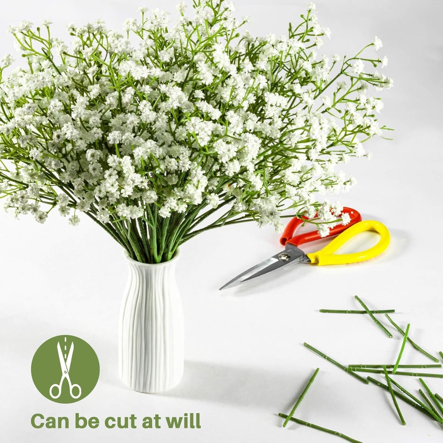 20 Baby Breath Artificial Flowers - Babies Breath Flowers Artificial Bulk Faux Flowers Bouquet White Flores Greenery Real Touch Fake Flowers Arrangements Wedding Centerpieces Tables Decorations