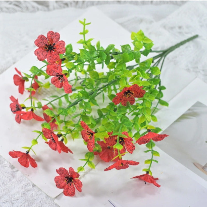 Eucalyptus violet plastic flowers photography background floral wedding