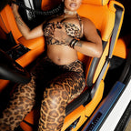 Women's Fashion Leopard Print Suit Sexy Chest Strapless