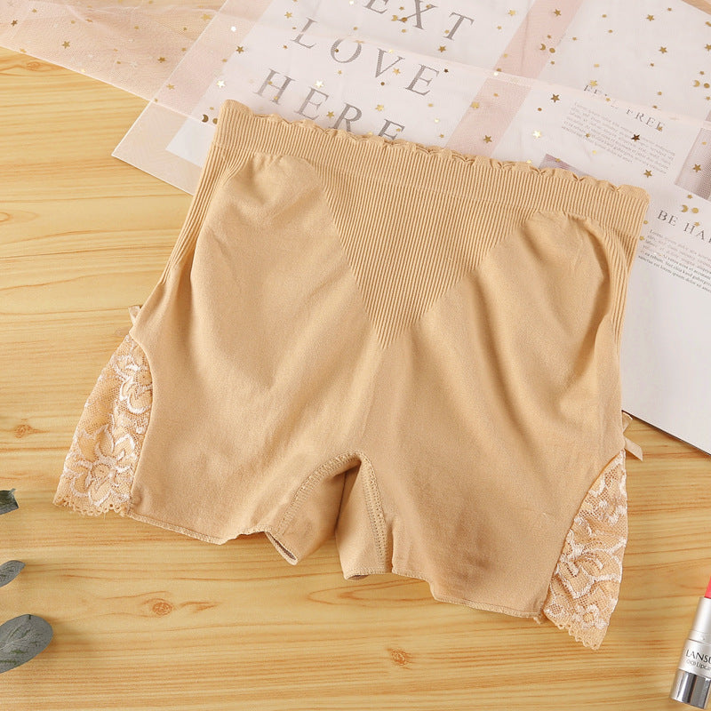 Safety pants for women, anti-exposure summer thin style, can be worn outside, large size, medium and high waist leggings, hip-lifting lace three-quarter pants