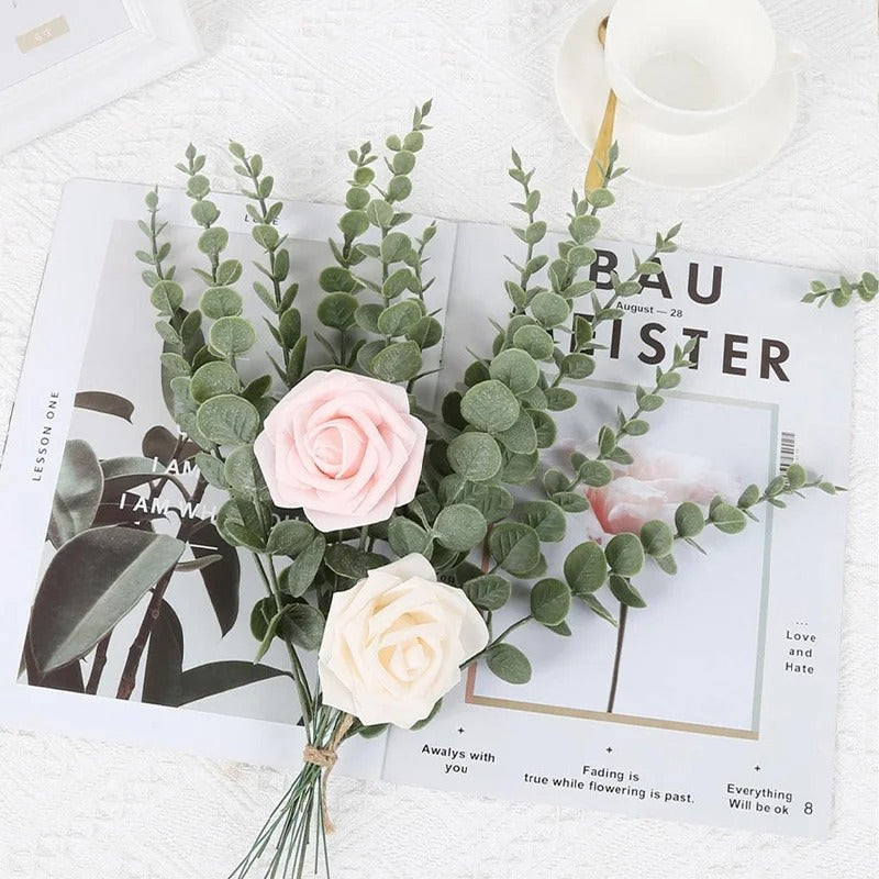 12pcs Artificial Plants Eucalyptus Branches 41cm for Bedroom Home Table Decoration Wedding Decor Arrangement Wreath Fake Plants