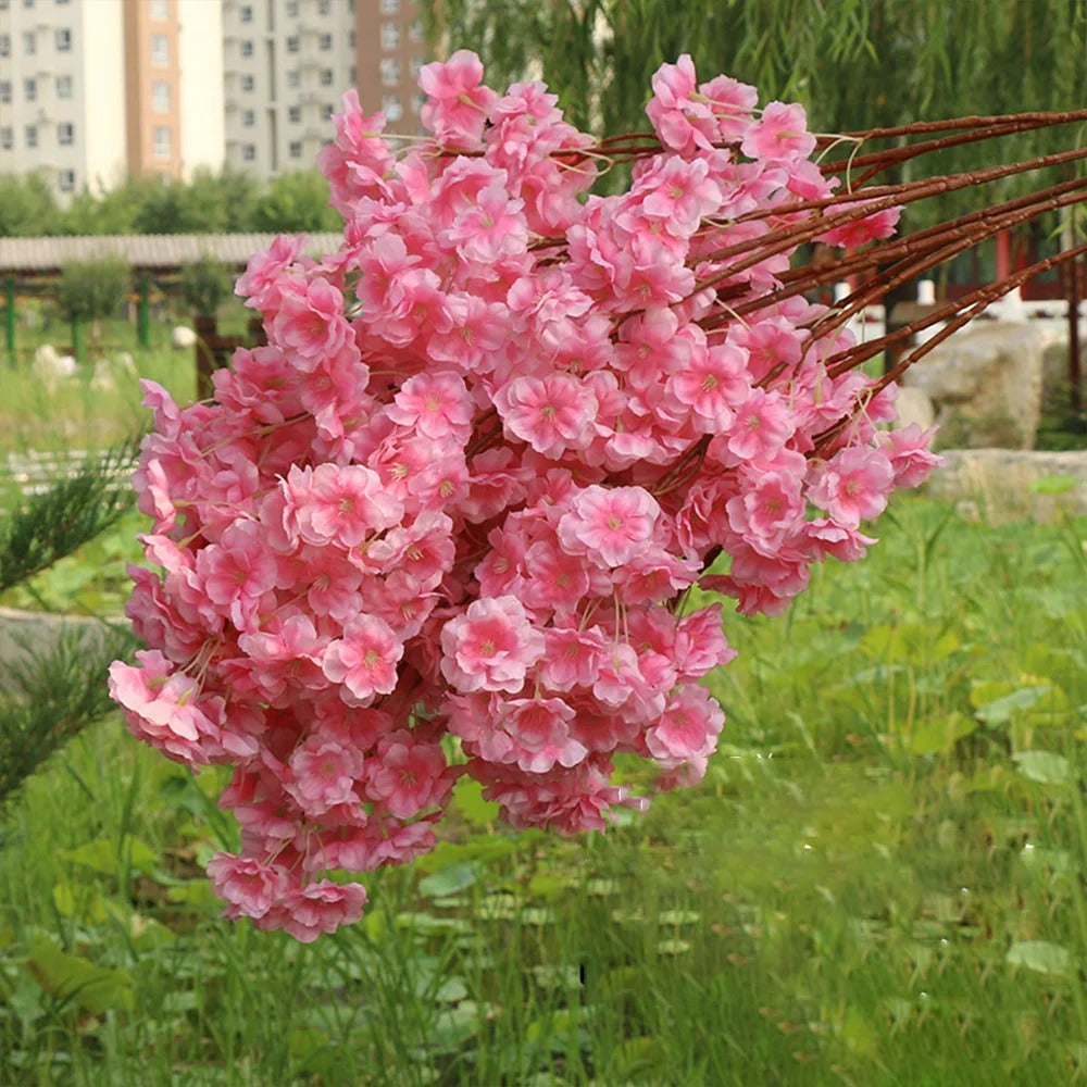 10Pc Artificial Cherry Blossom Branch Fake Flowers Plant for Home Garden Landscaping Decor Wedding Party Christmas Decorations