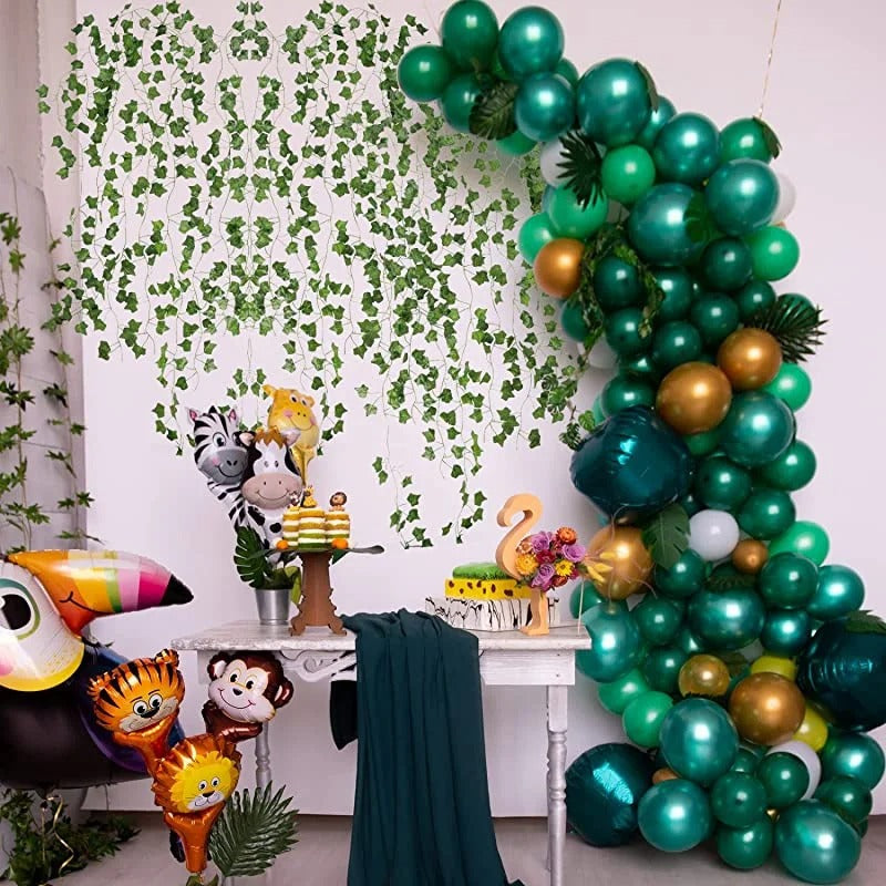 6pc 2M Vine Leaves Artificial Plant Hanging Rattan Ivy Outdoor Garden Wall Backdrop Decoration Wedding Home Decor Creeper Leaves