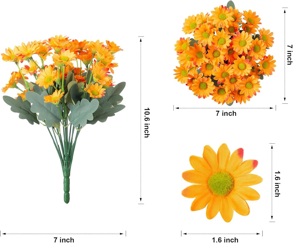 Bouquet of orange flowers with measurements on a white background